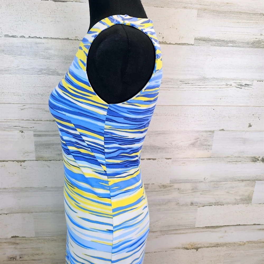 J. McLaughlin Sophia Catalina Cloth Sheath Dress XS Blue Sea Inspired Yachtcore